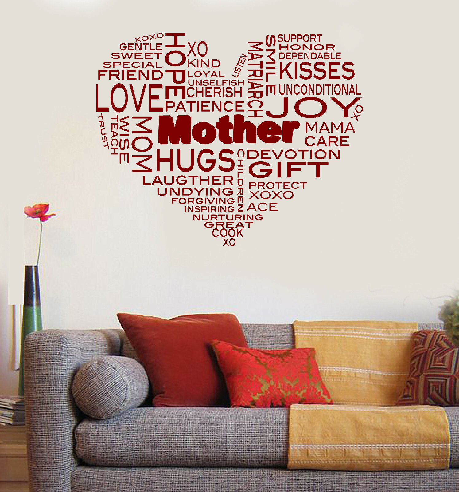 Wall Sticker Vinyl Decal Happy Mothers Day Word Cloud Decor (n1216)