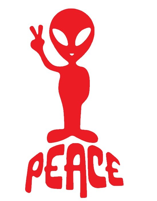 ALIEN, ET, PEACE SIGN, Decal Stickers for Cars, Windows, Laptops, Wall, Tablets.