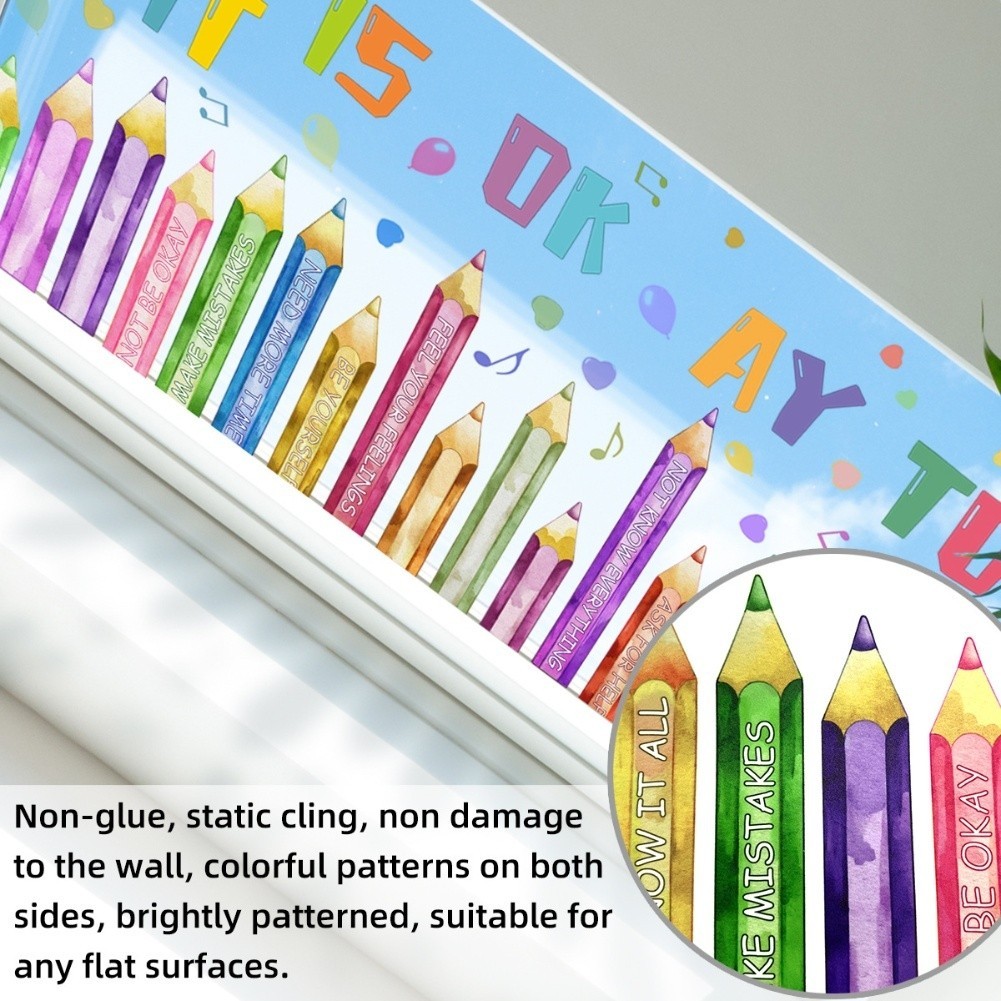 Colorful Crayon Window Clings Double Sided for Office and Classroom Use
