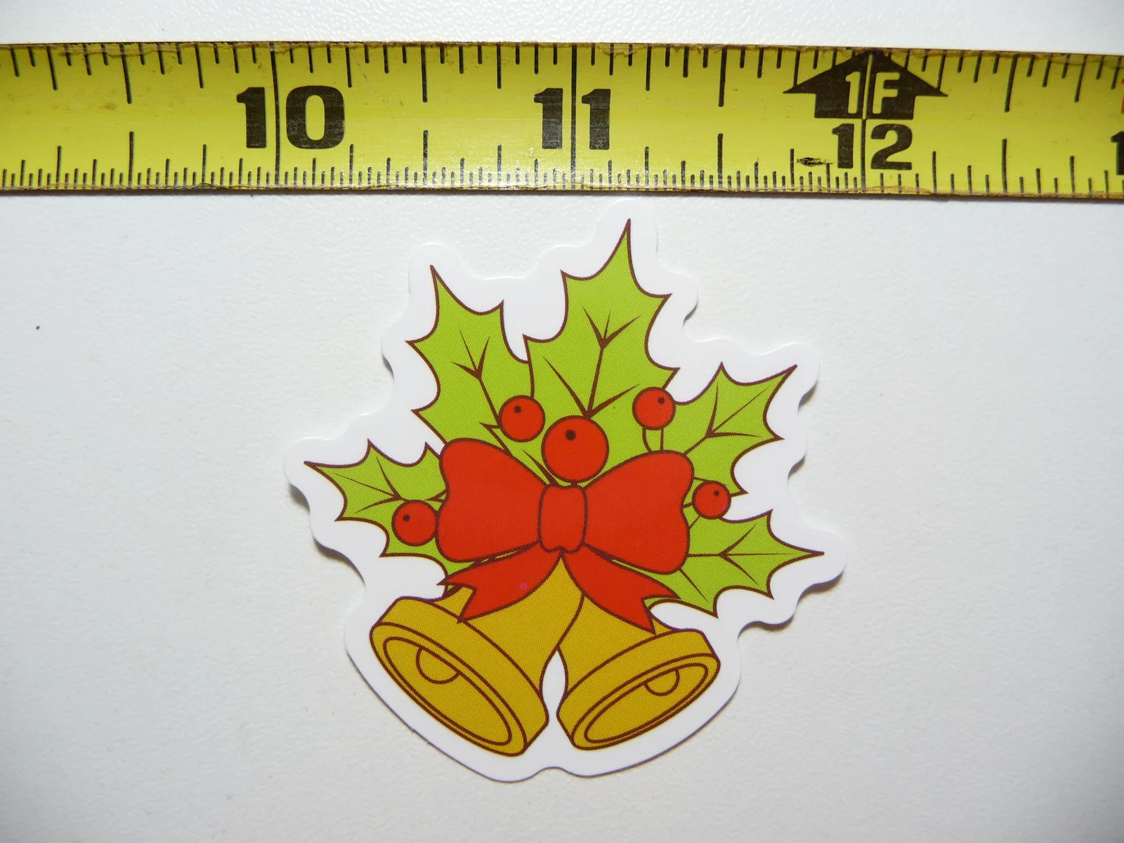 DOUBLE BELL CHRISTMAS HOLLY RIBBON SMALL STICKER DECAL WINTER CHRISTIAN