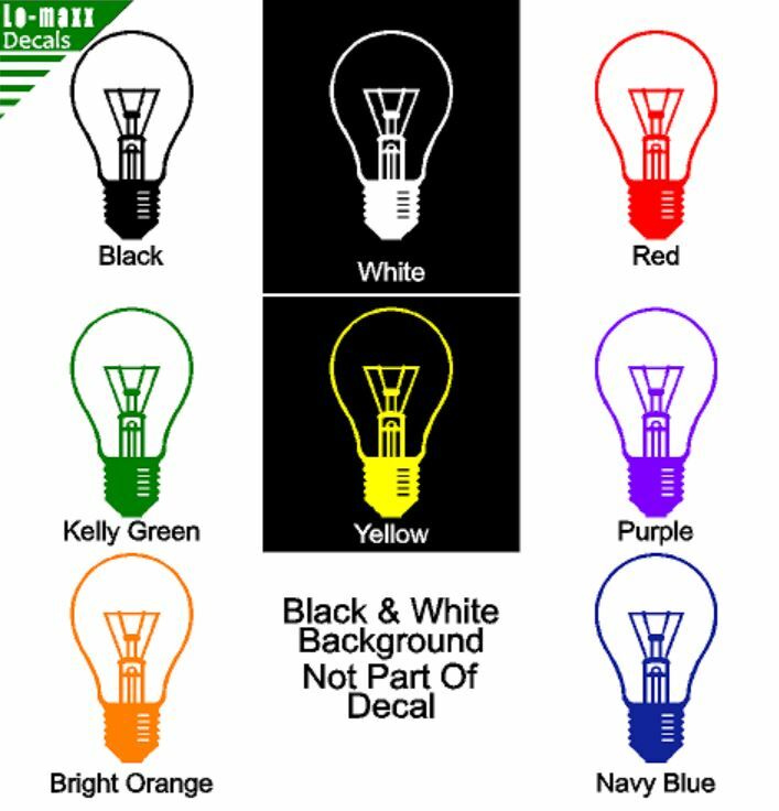Light Bulb Graphic Art High Quality Various Sizes & Colors Die Cut Vinyl Decal