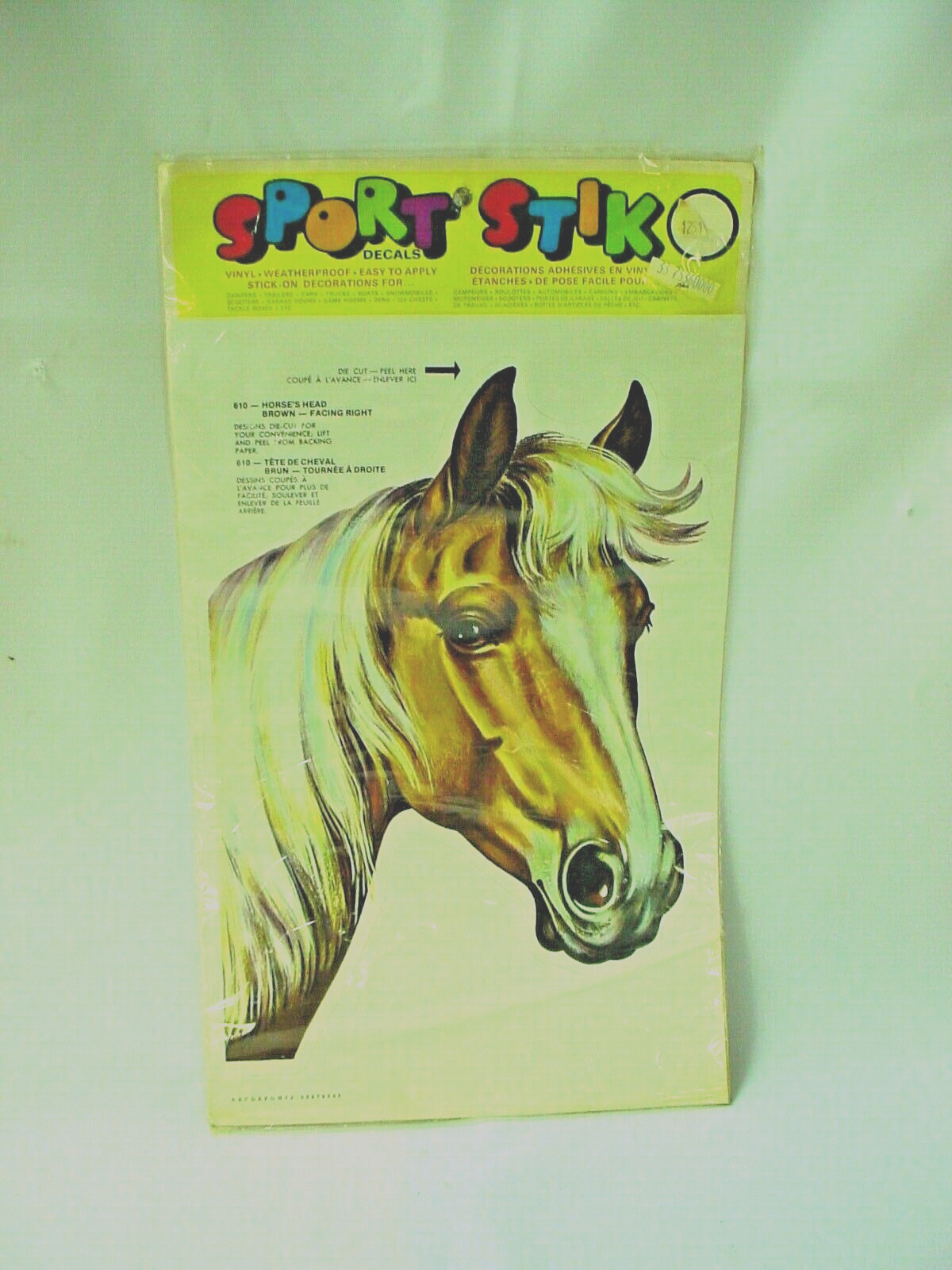 VINTAGE SPORT STIK DECALS #610 HORSE HEAD BROWN FACING RIGHT DECAL