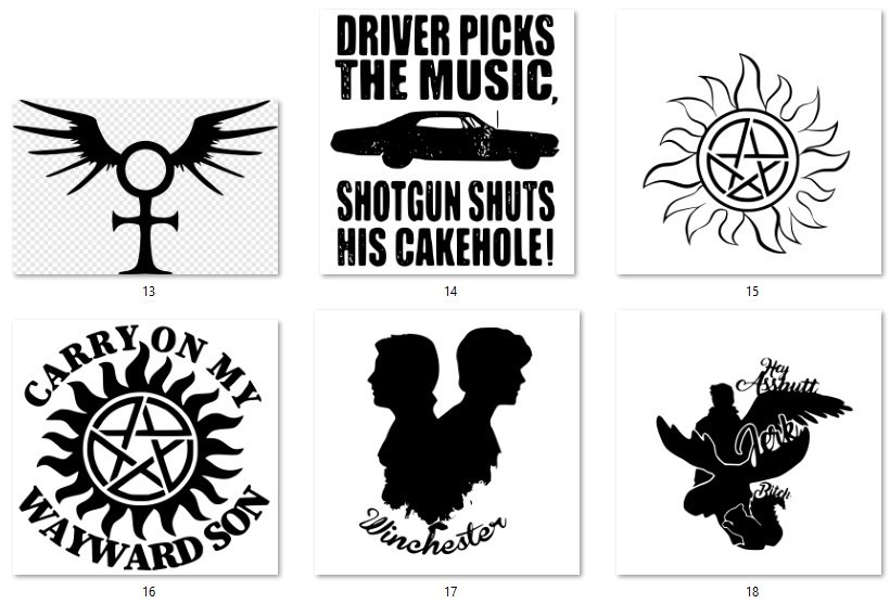Supernatural Theme Decals 5"