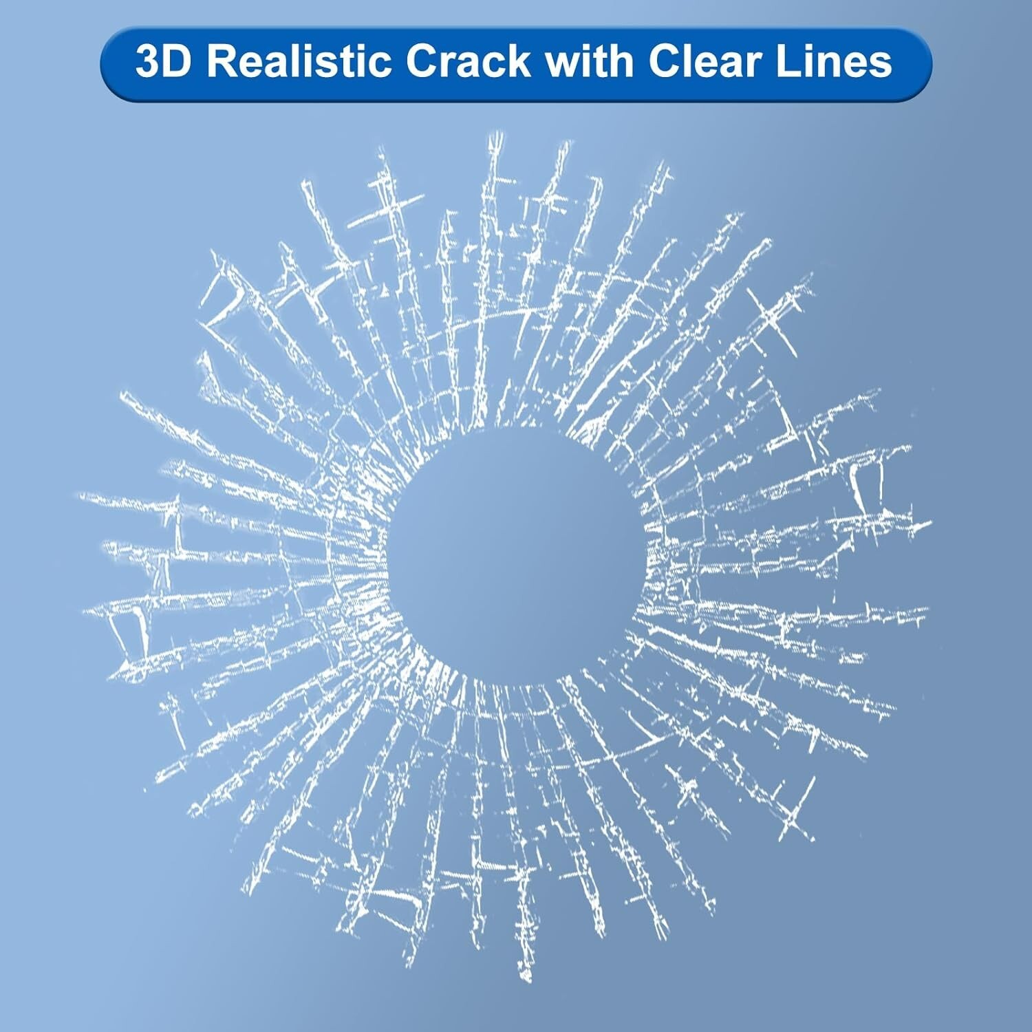 "3D Prank Tricky Broken Glass Sticker Car Window Ball Hits Self Adhesive Funny "
