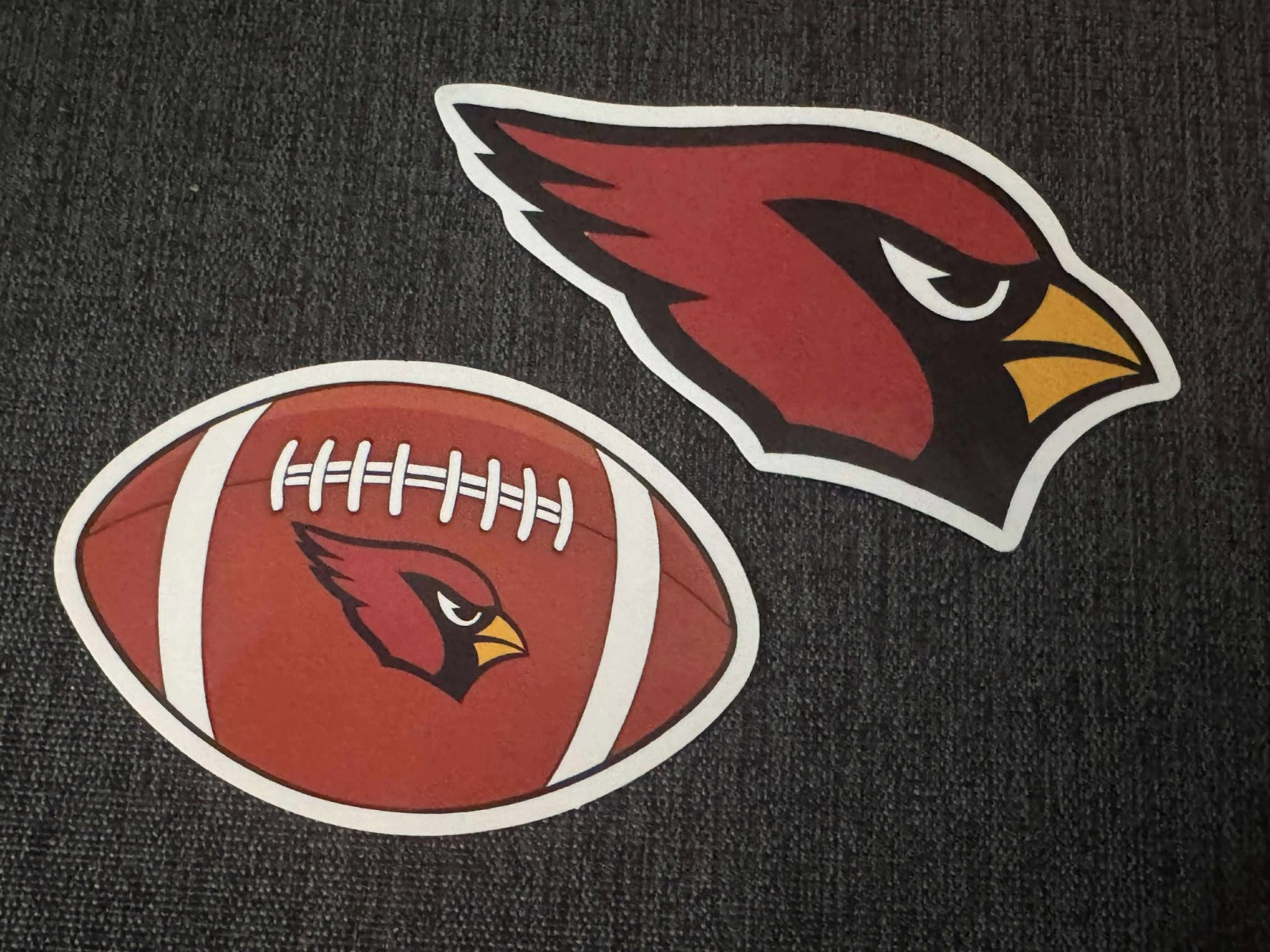 Lot (2) Arizona Cardinals 2" to 3 3/4" Logo STICKERS Football FREE SHIP!