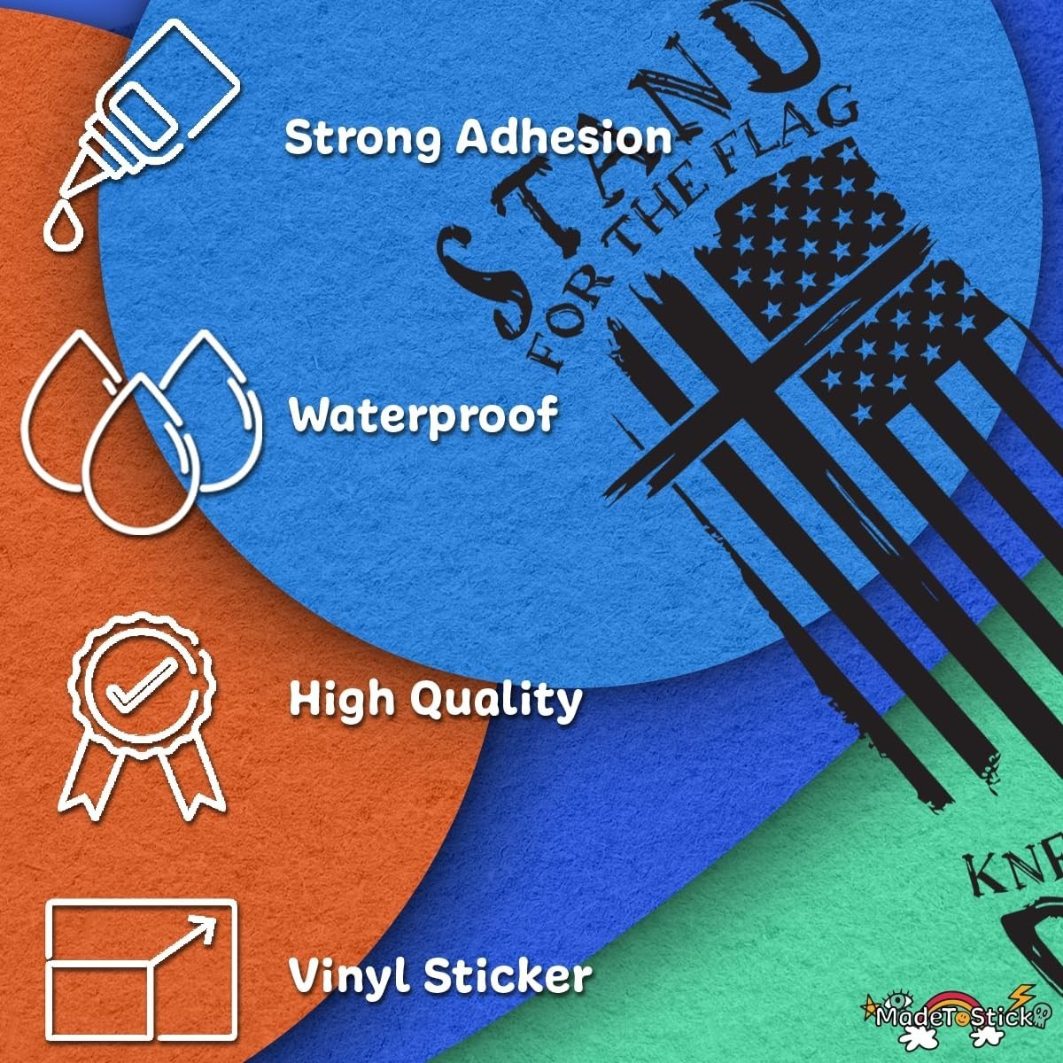 Stand for the Flag 5" x 2.23" Sticker Vinyl Decal