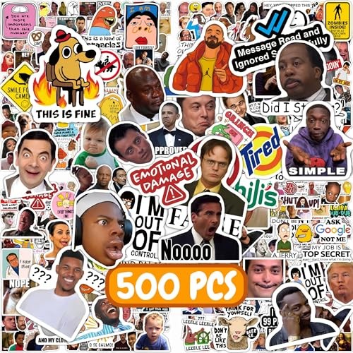 500 Funny Meme Stickers for Adults Teens Waterproof Vinyl Laptop Bottle Decals