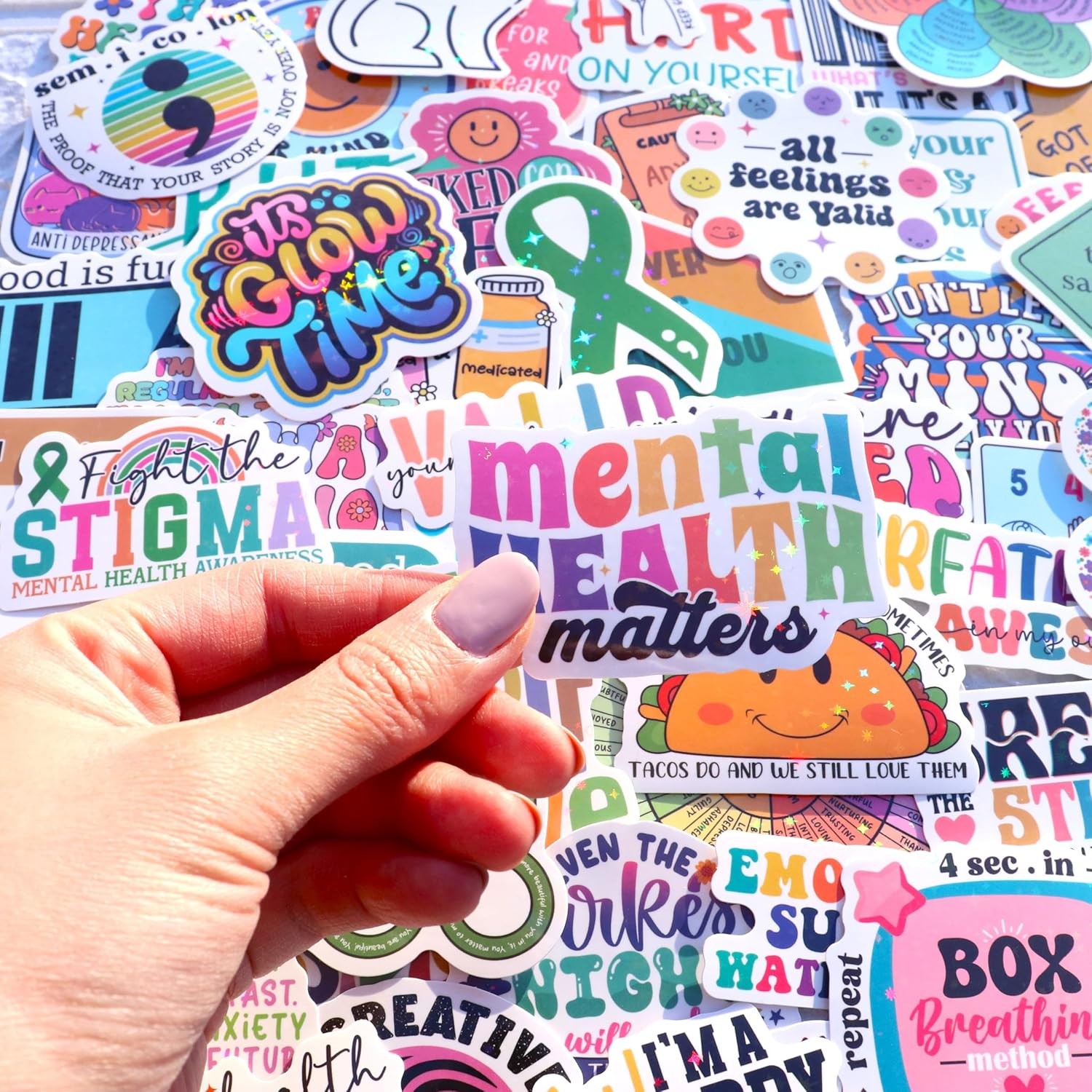 Puraesla Mental Health Stickers 150 Pcs, Positive Quote Decals