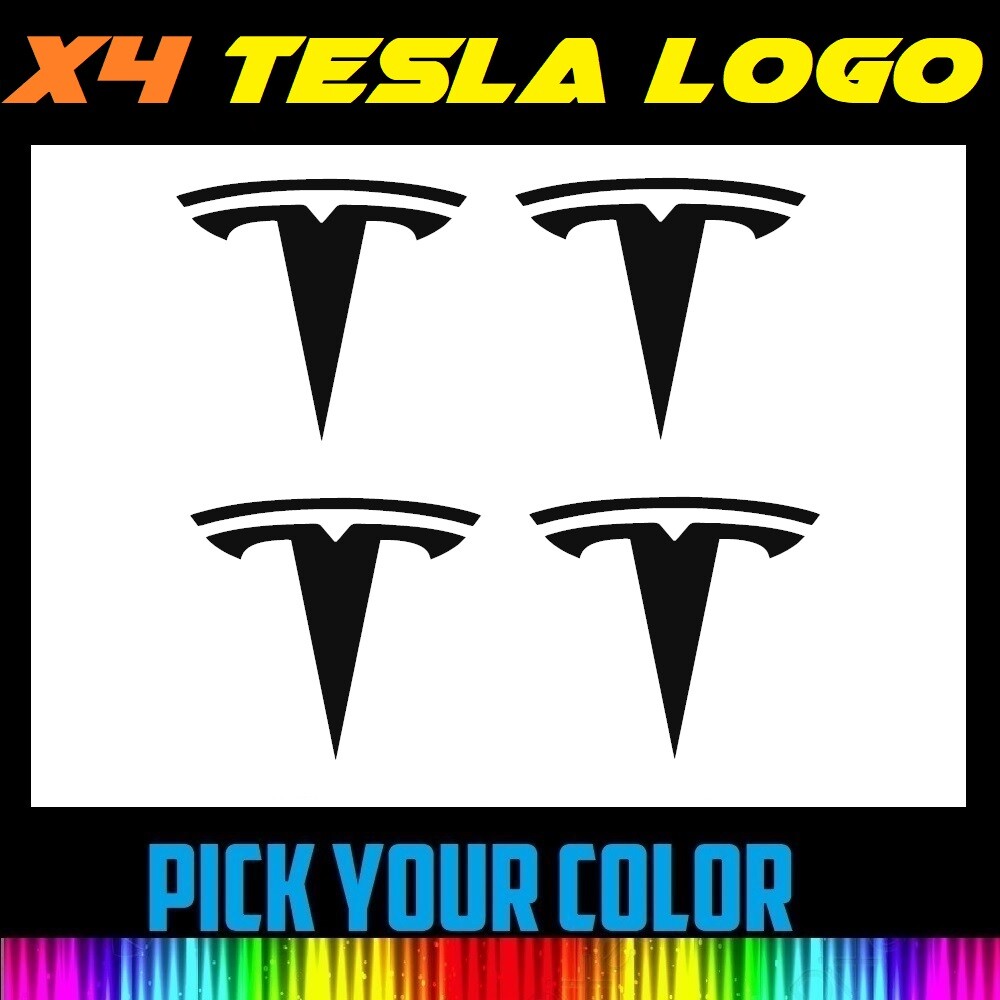 x4 2" 3" 4" 6" 8" TESLA Logo Vinyl Wheel, Door, Car Decal Sticker FREE SHIPPING