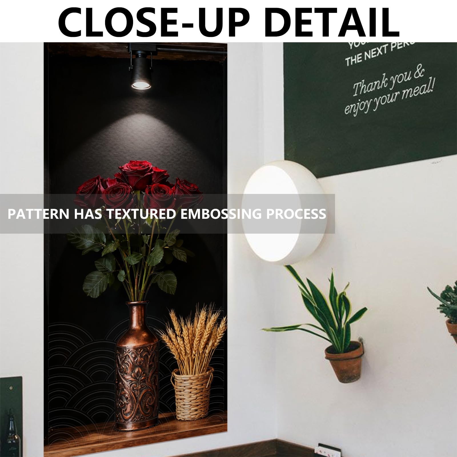 Dark Botanical Style Triptych Wall Stickers, 3 Sheets Floral Wall Decals with…