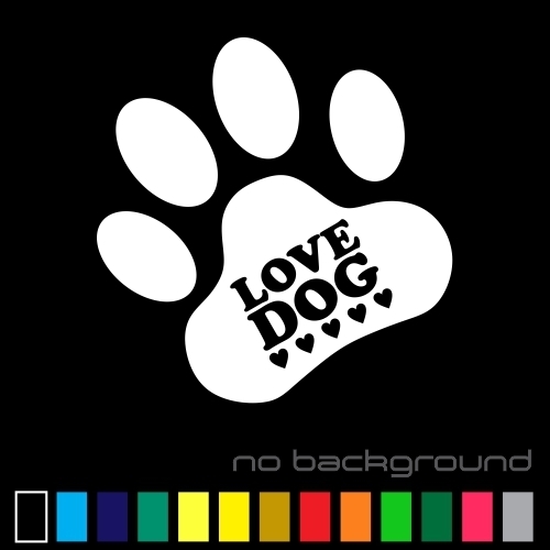 Love Dog Sticker Vinyl Decal – Puppy Paw Pet Animal Print Car Window Bumper Wall