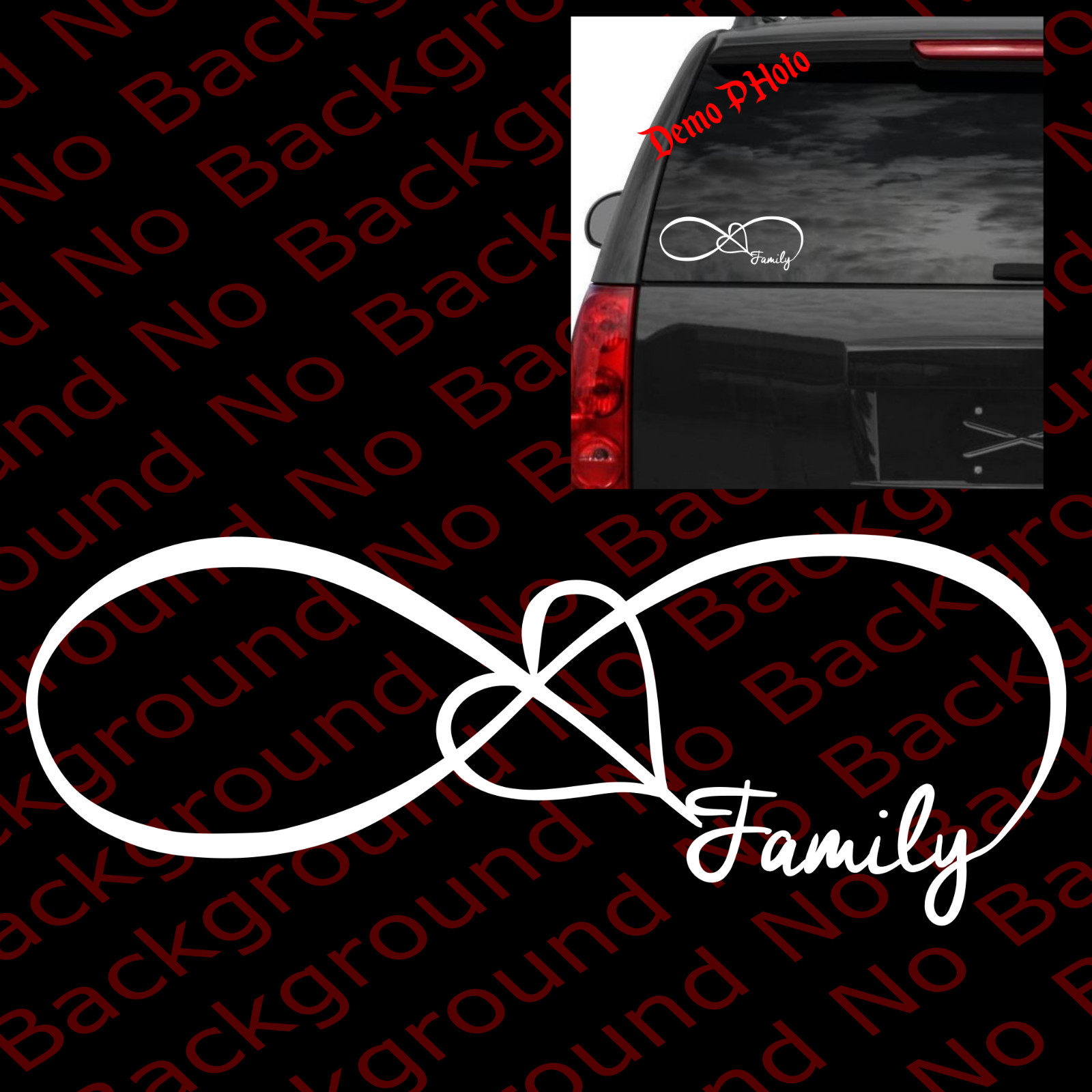 FAMILY LOVE HEART INFINITY FOREVER SYMBOL VINYL DECAL CAR WINDOW STICKER FM001
