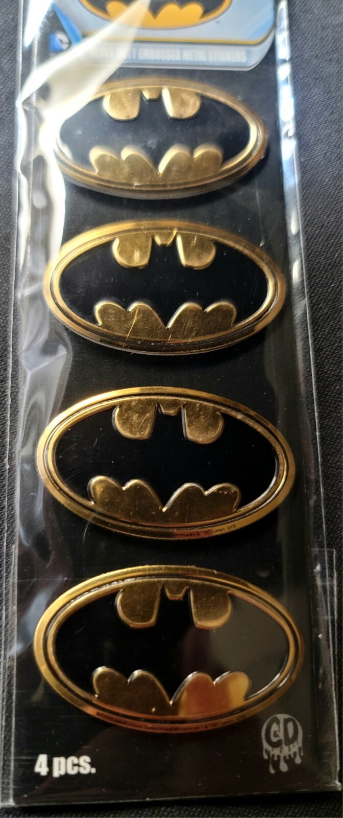 BATMAN METAL STICKER "4 MINI PACK" (DISCONTINUED) 1 5/8 X 1" SIZE GREAT GIFT