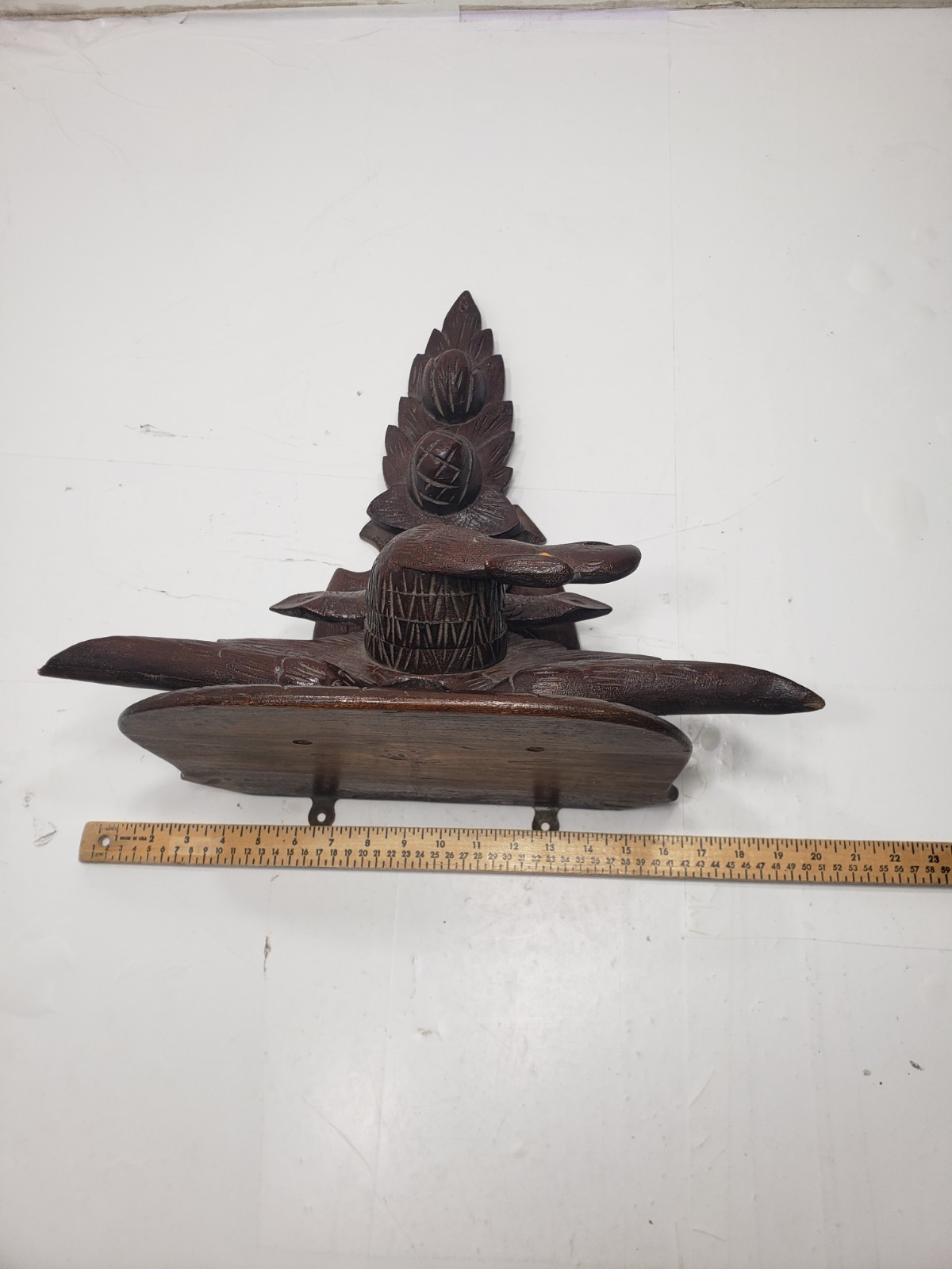 Antique Mid-Late 19th Century Black Forest Carved American Eagle Wall Shelf
