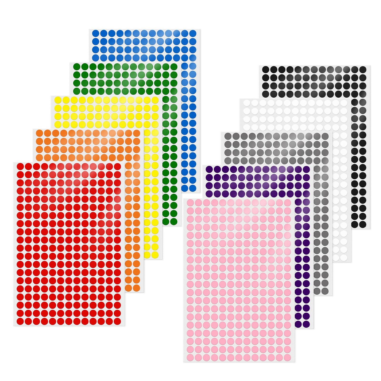 2600 PCS Dot Stickers 1/2 Inch Vinyl Self-Adhesive Waterproof Colored Circle Lab