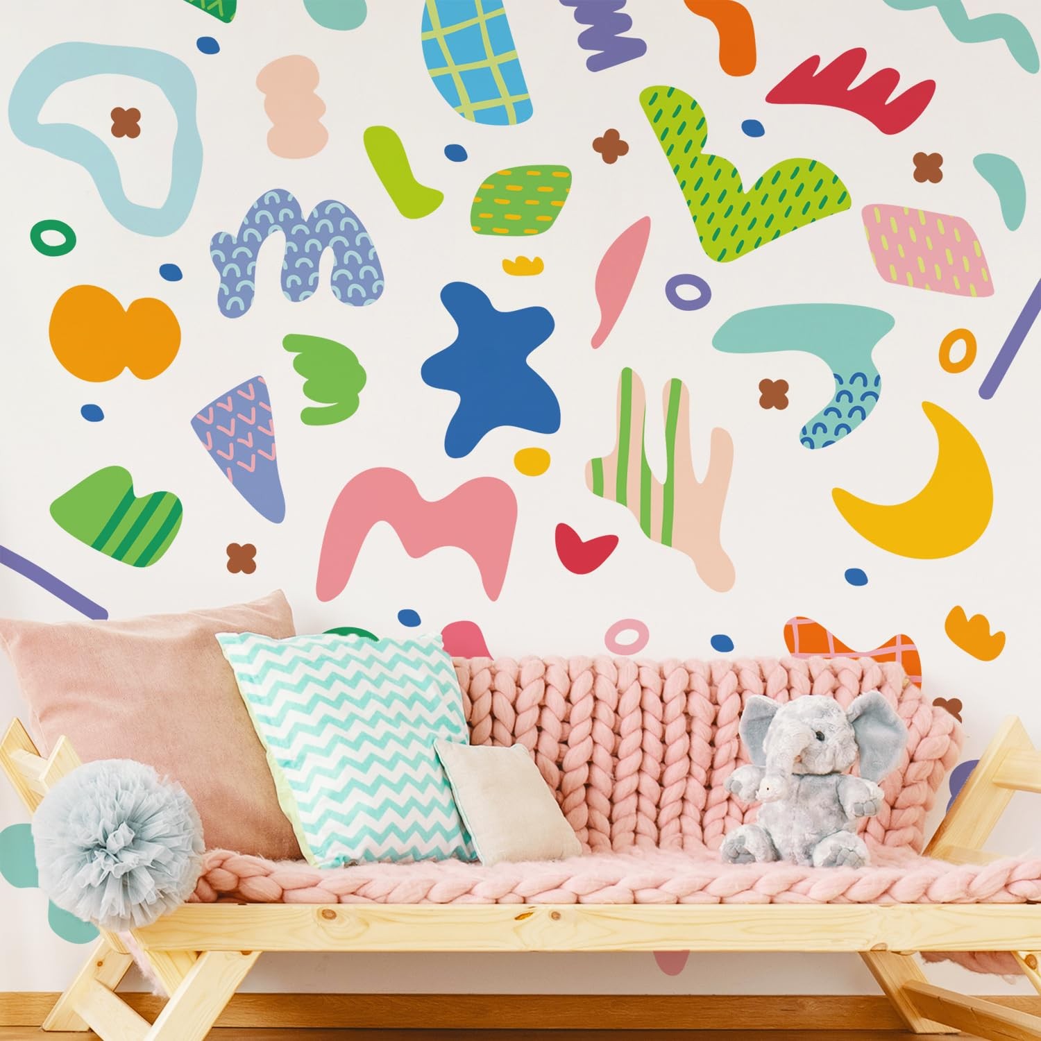 Original Hand Drawn Memphis Colorful Abstract Shape Wall Decals Peel and Stic…