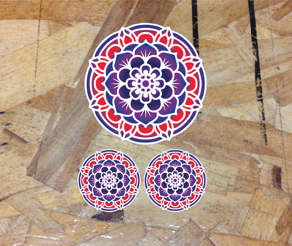 Mandala Ornamental Deep Full Color Design Car Truck Vinyl Sticker 3 for 1 – 3.5"