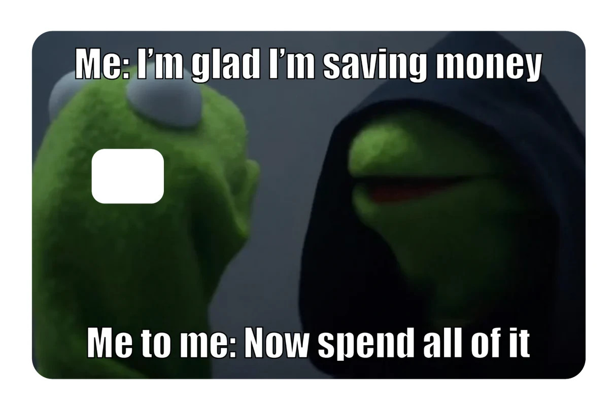 Save Money Spend Money Financial Humor Card Skin 4 Pack Relatable Dilemma Decal