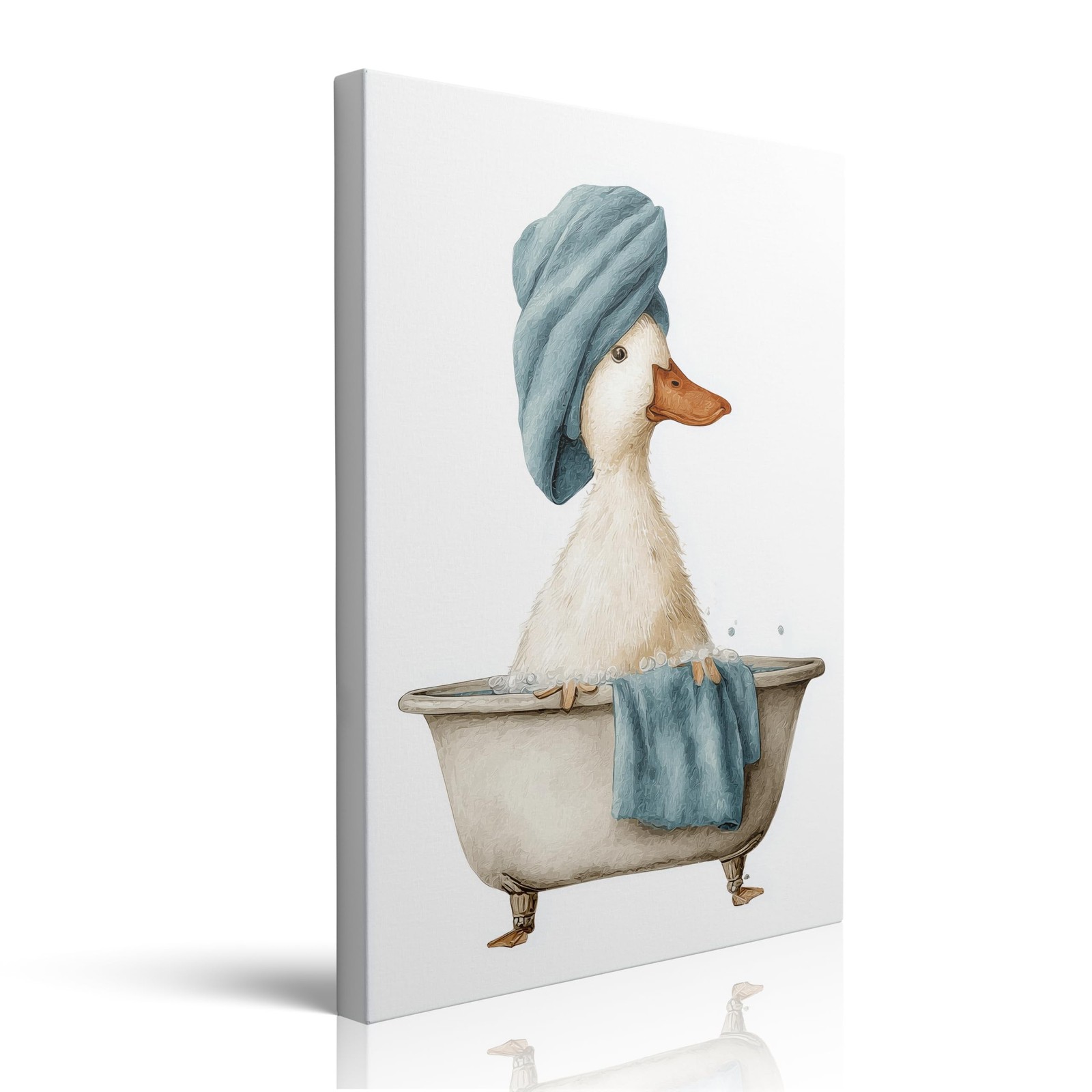 Duck in Bathtub Canvas Wall Art Framed Print Funny Animal Bathroom Wall Decor…