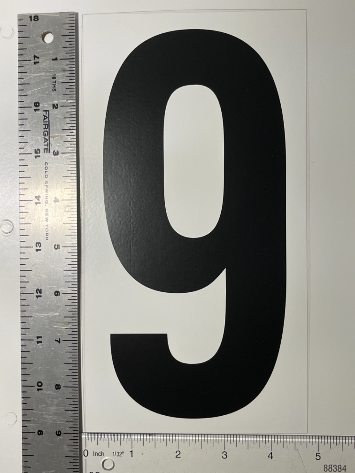 #6 #9 Vinyl Number Sticker Large 9" x 5" black on white for outdoor