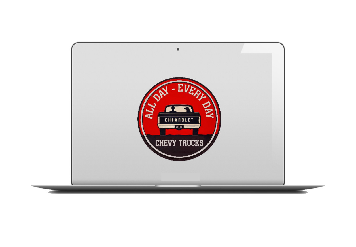 Car Classics "Chevy Trucks" – 4" Handcrafted Vinyl Decal Cooler Vehicle Laptop