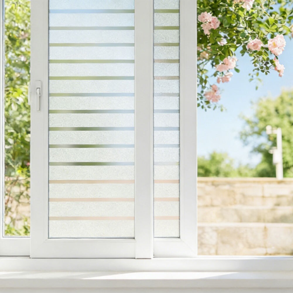 Static Cling Striped Privacy Film for Windows UV Blocking PVC Material