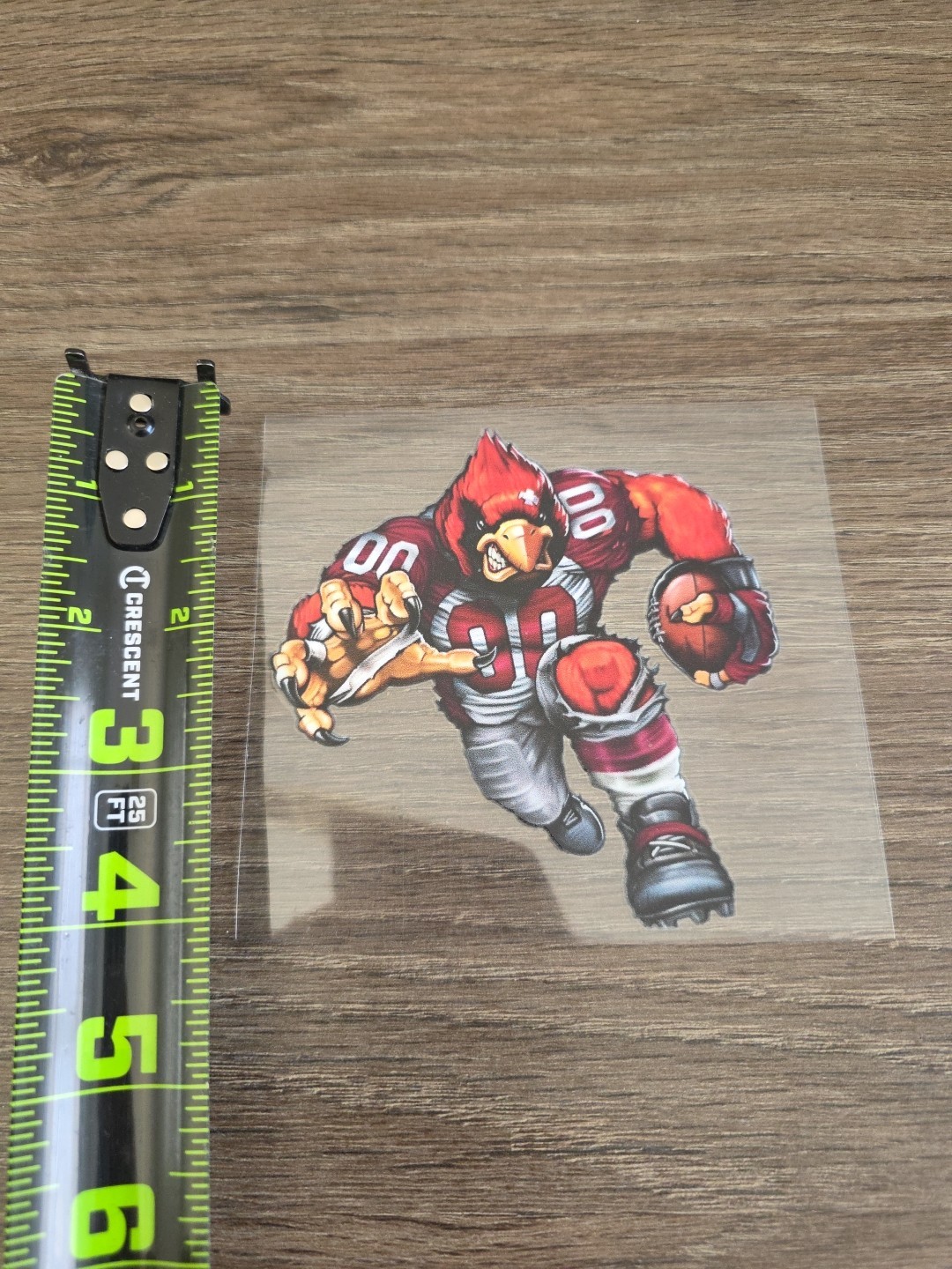 Arizona Cardinals Running Football Player Raised UV DTF Decal 4in X 4in Color