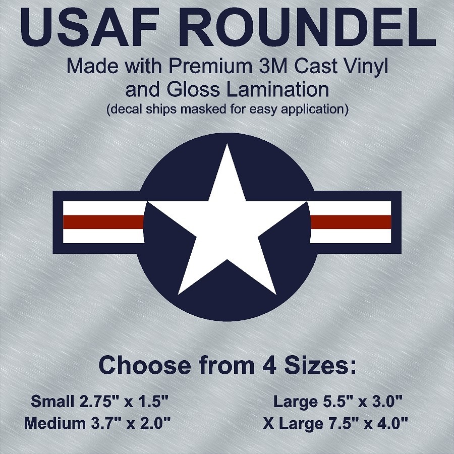 US Air Force Roundel Laminated and Masked Stickers Choose from 4 Sizes