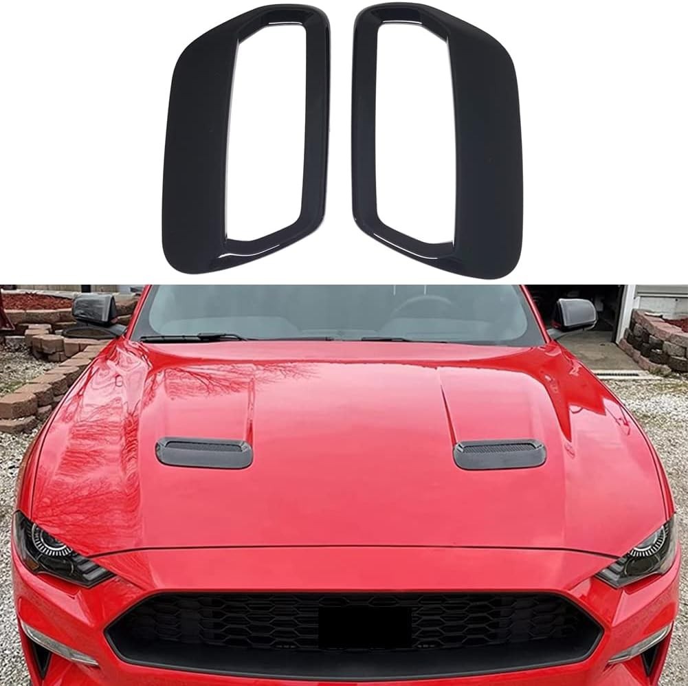 Glossy Black Exterior Hood Vent Air Outlet Cover Trim for Ford Mustang Accessori