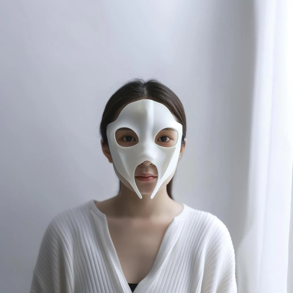 3D Printed Futuristic Mask | Minimal Anime Style Facepiece for Cosplay | Unique