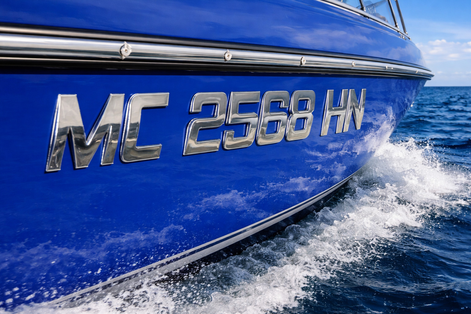 Boat and Jet Ski Registration Numbers and Letters Chrome Emblem