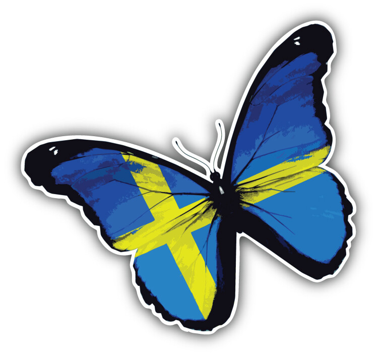 Sweden Grunge World Flag Butterfly Car Bumper Sticker Decal