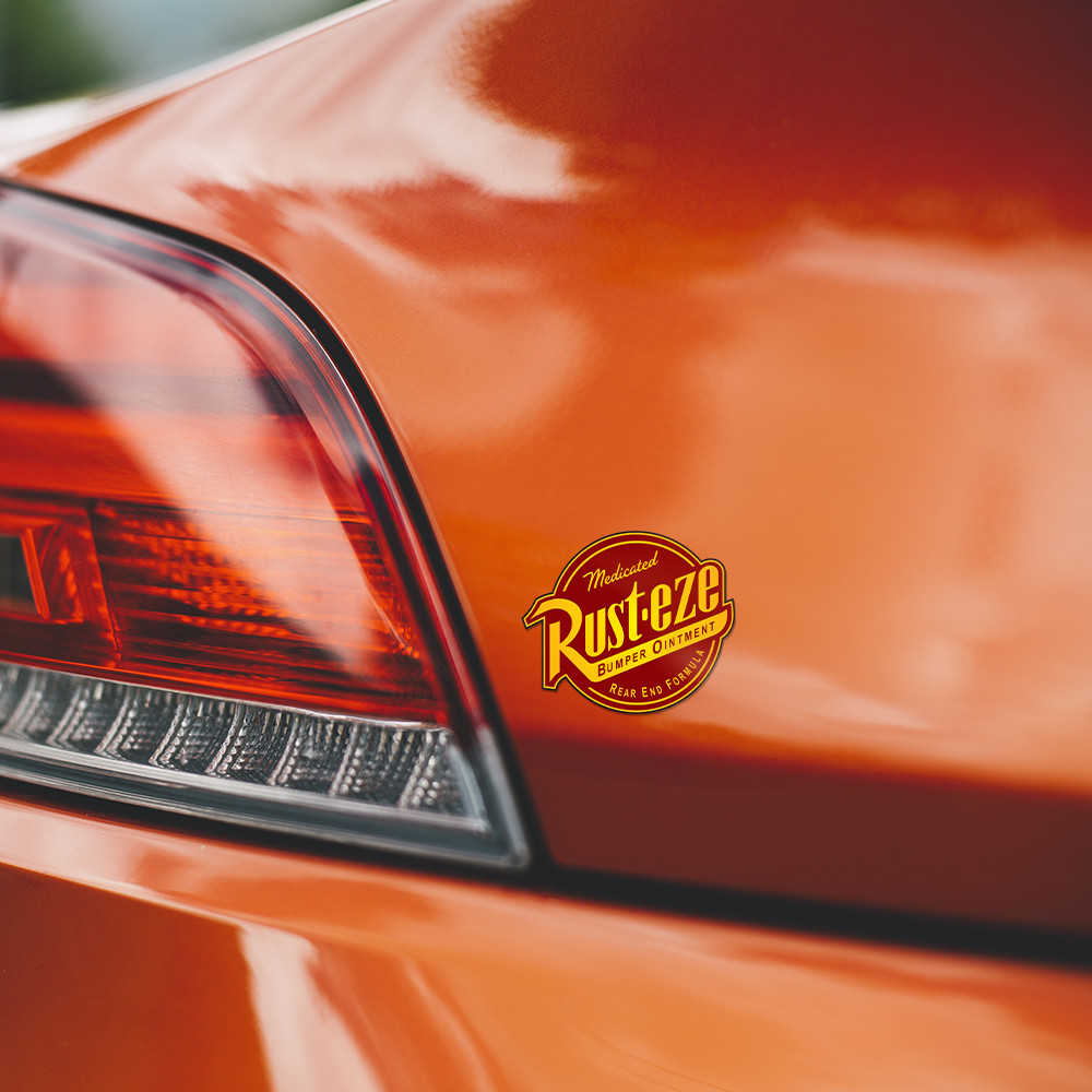 Rust-eze Vinyl Sticker Medicated Bumper Ointment Waterproof Racing Laptop Car
