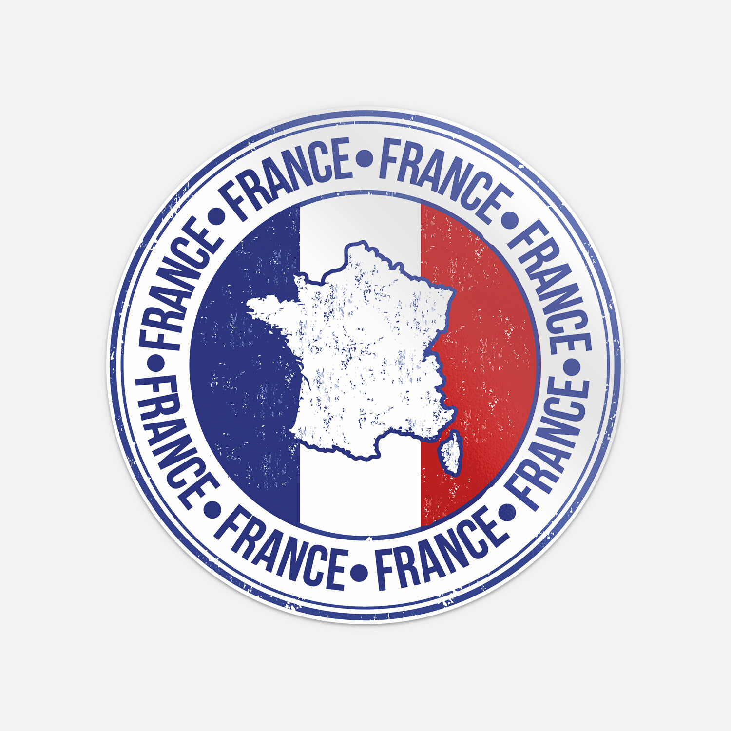 France Flag Europe Travel Rubber Stamp Vinyl Sticker Decal