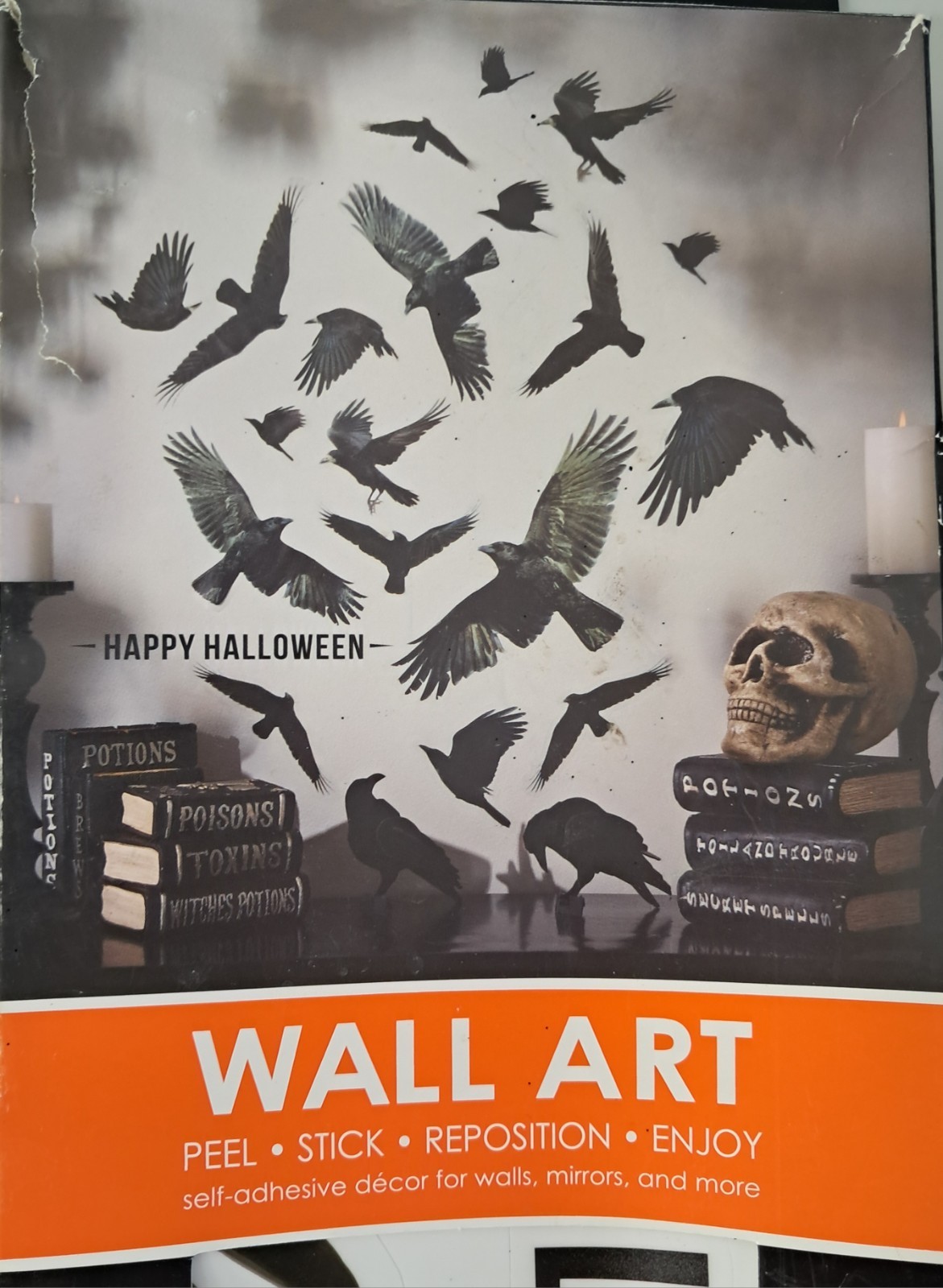 Happy Halloween Blackbirds Crows Wall Art Self-Adhesive Removable
