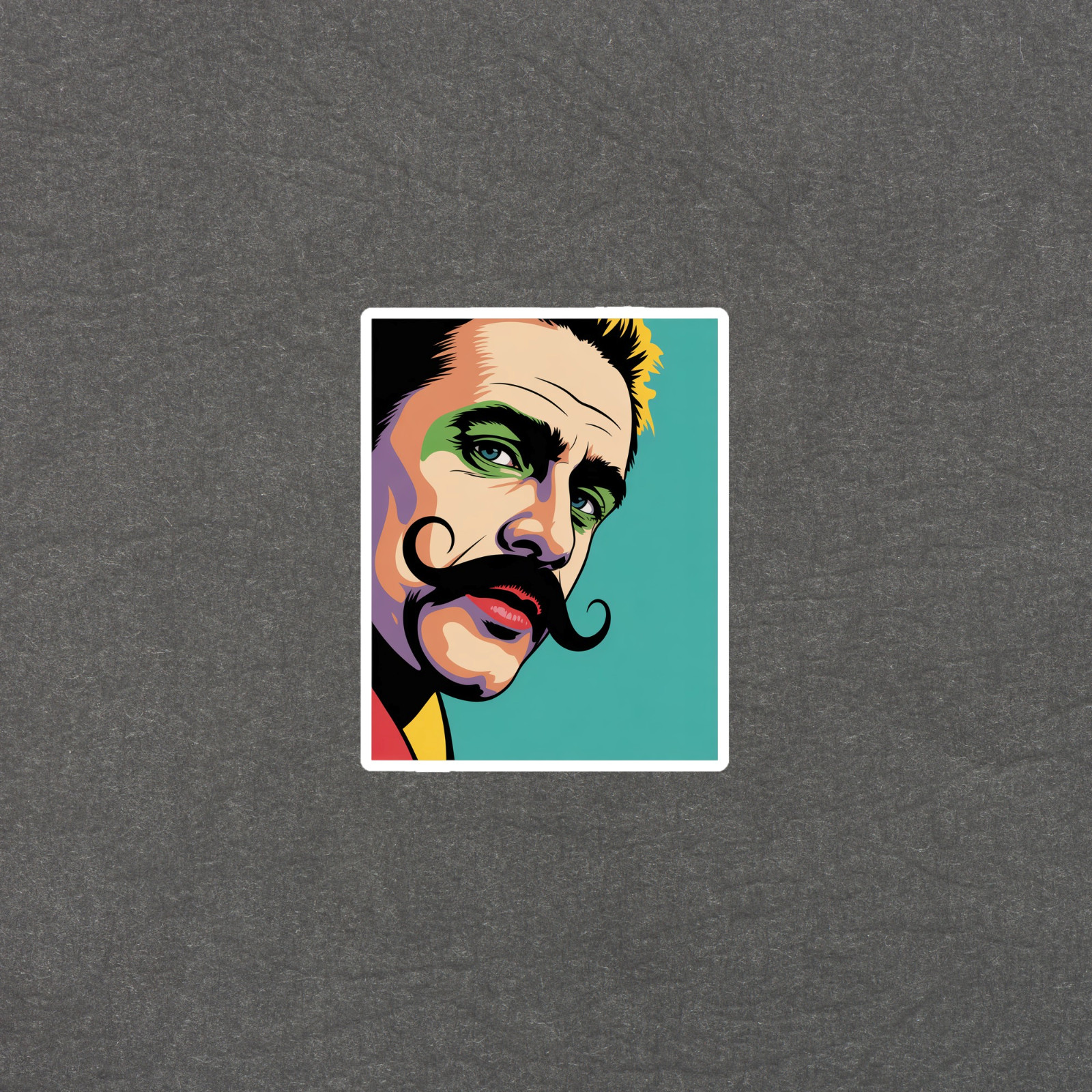 Colorful Pop Art Portrait Sticker with Distinctive Mustache #7018