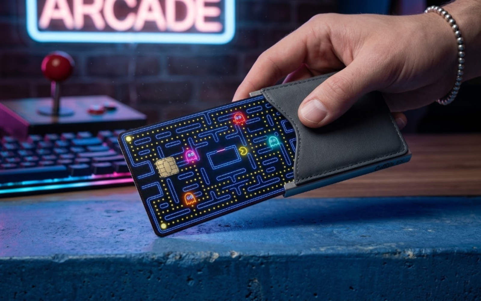 Retro Neon Arcade Maze | Premium Credit Card Skin