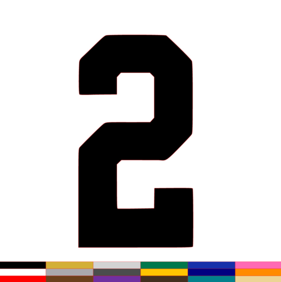 Number Two 2 Decal PICK SIZE COLOR Vinyl Sticker Jersey Athlete Varsity Sport