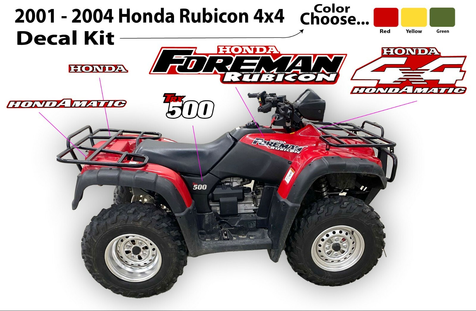 Honda Foreman Rubicon Decal Kit Sticker Graphics Emblem 2001 2002 2003 2004 OEM