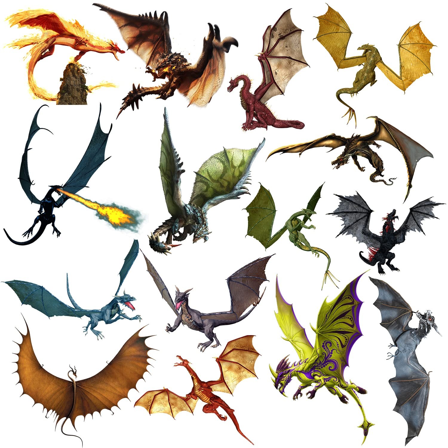 3D Fantasy Dragon Wall Decal Peel & Stick Dragon Flying Wall Stickers Removab…