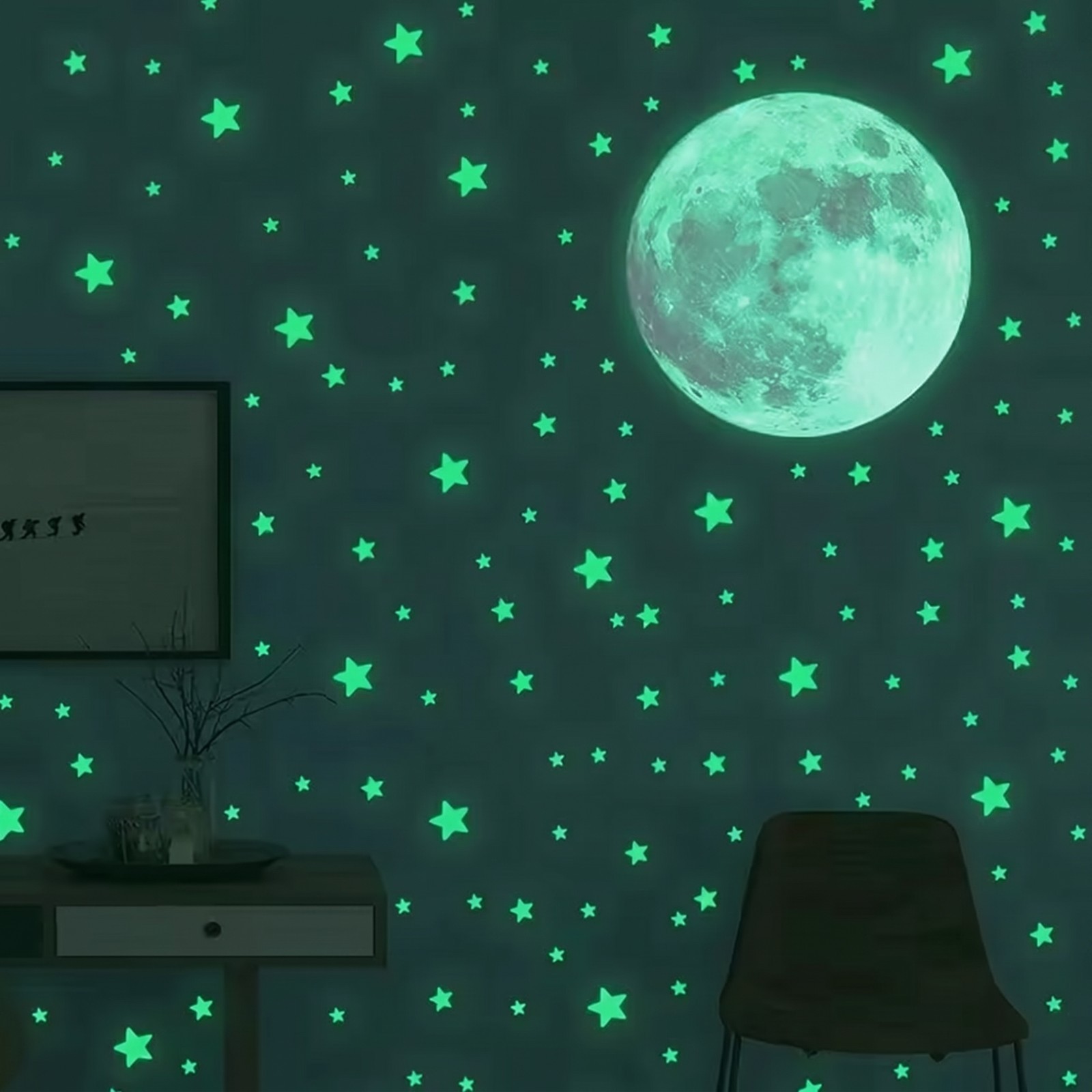 Glow in the Dark Stars Moon Wall Stickers Kids Bedroom Ceiling Decor 103 Pcs Set