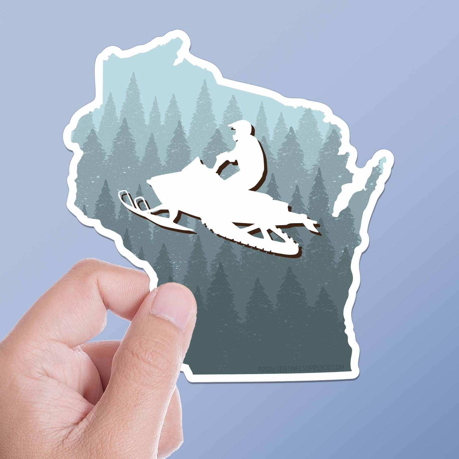 Snowmobile Wisconsin Sticker – Cool Midwest Winter Sports Decals for Laptop