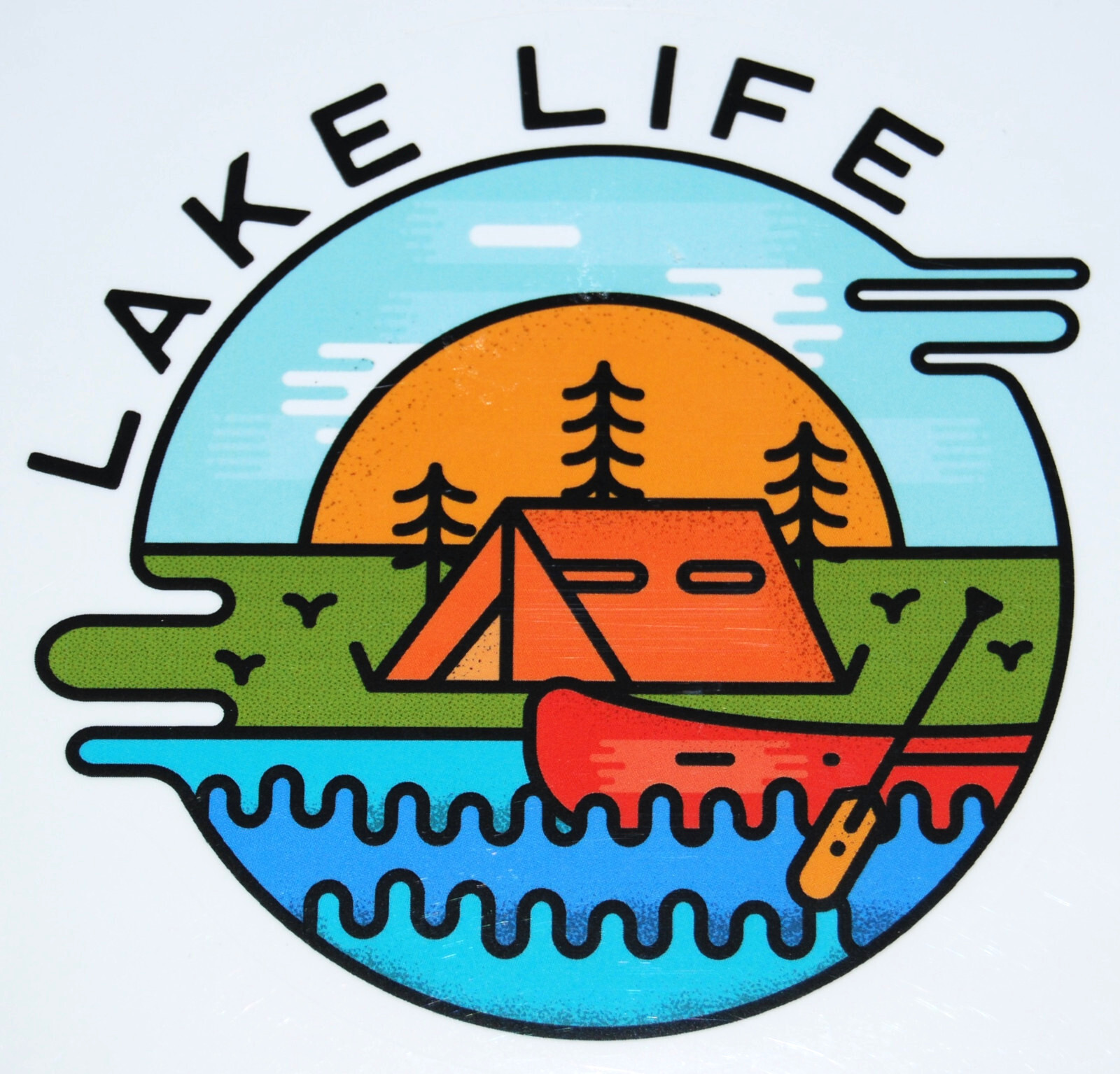 Lot of 4 Wunuva Kind Indoor-Outdoor Multicolor LAKE LIFE Vinyl Sticker