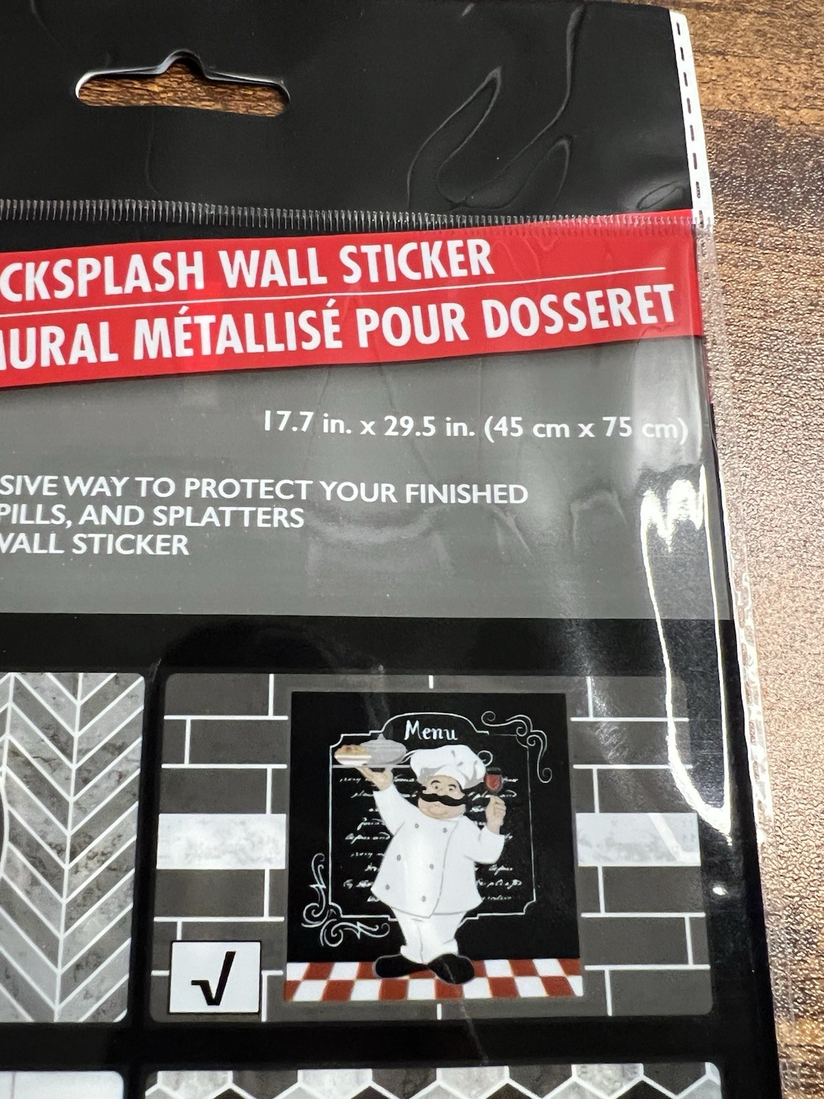 Cooking Concepts FOIL BACKSPLASH WALL STICKER Chef (17.7in X 29.5in)
