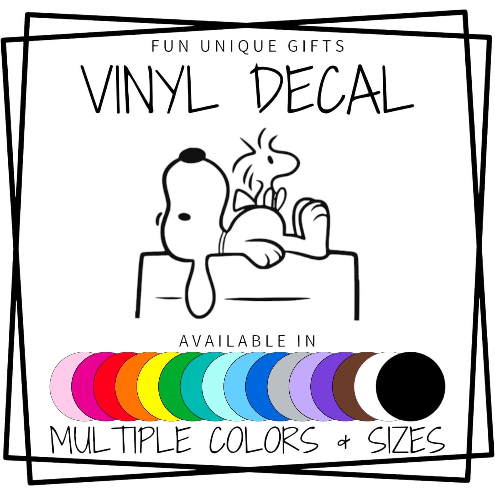 Snoopy & Woodstock Vinyl Decal Sticker -Multiple Colors & Sizes- FREE SHIPPING