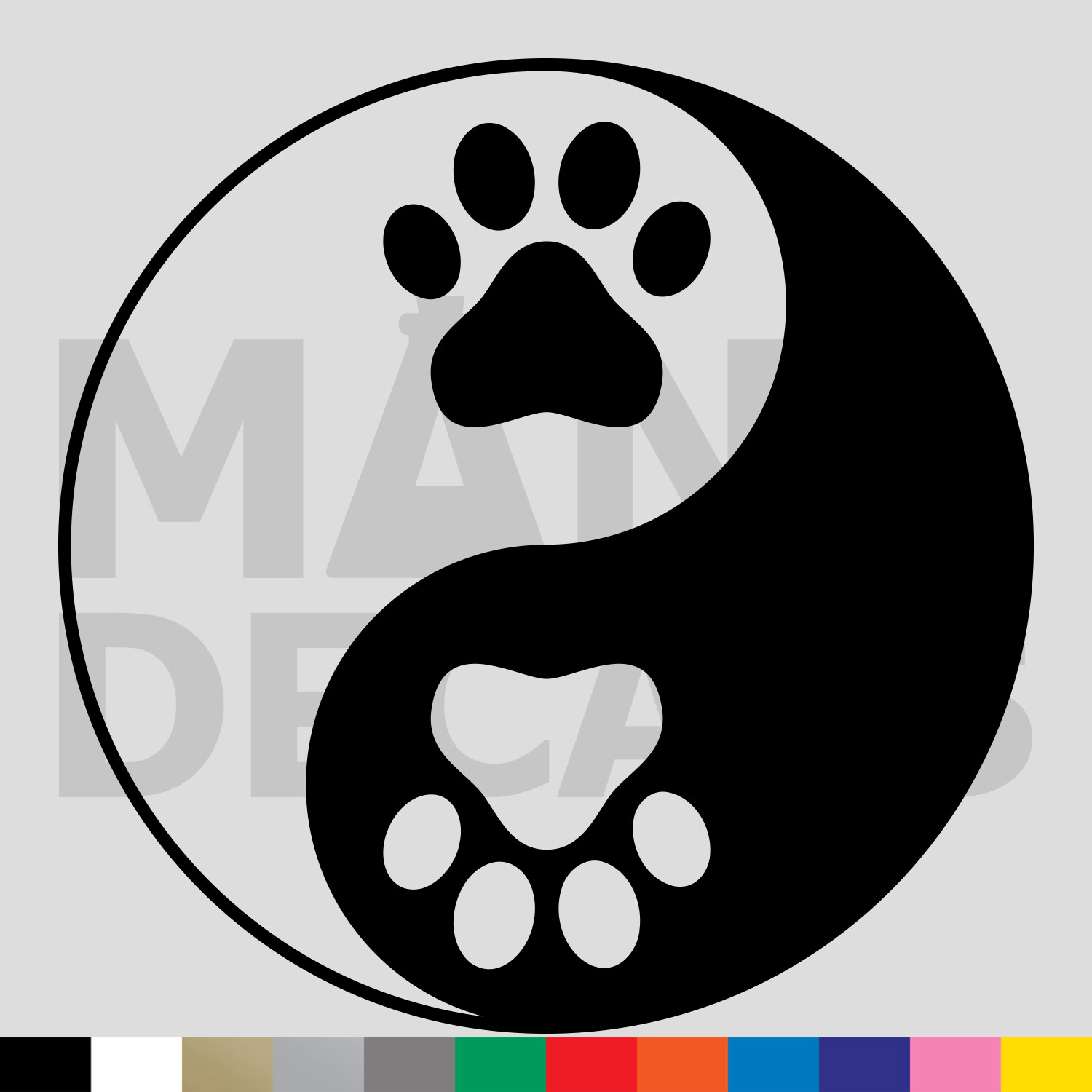 Yin and Yang Paw Print Vinyl Die Cut Decal Sticker – Cat Dog Pet Animal