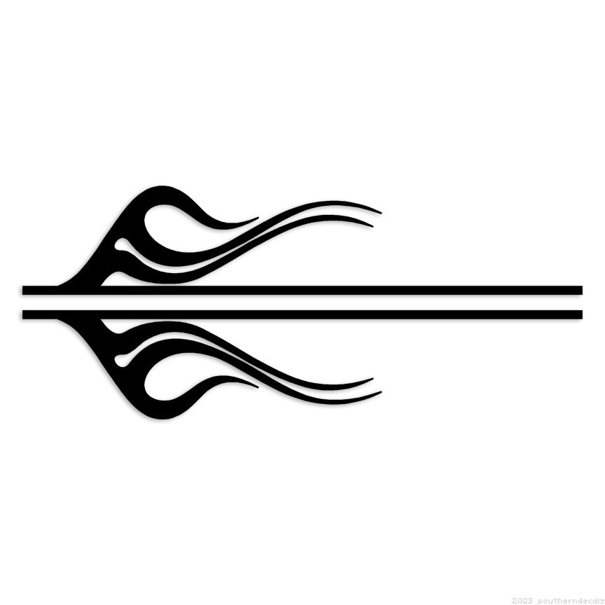 Pair Flames Pinstripe – Decal Sticker – Multiple Colors & Sizes – ebn7348