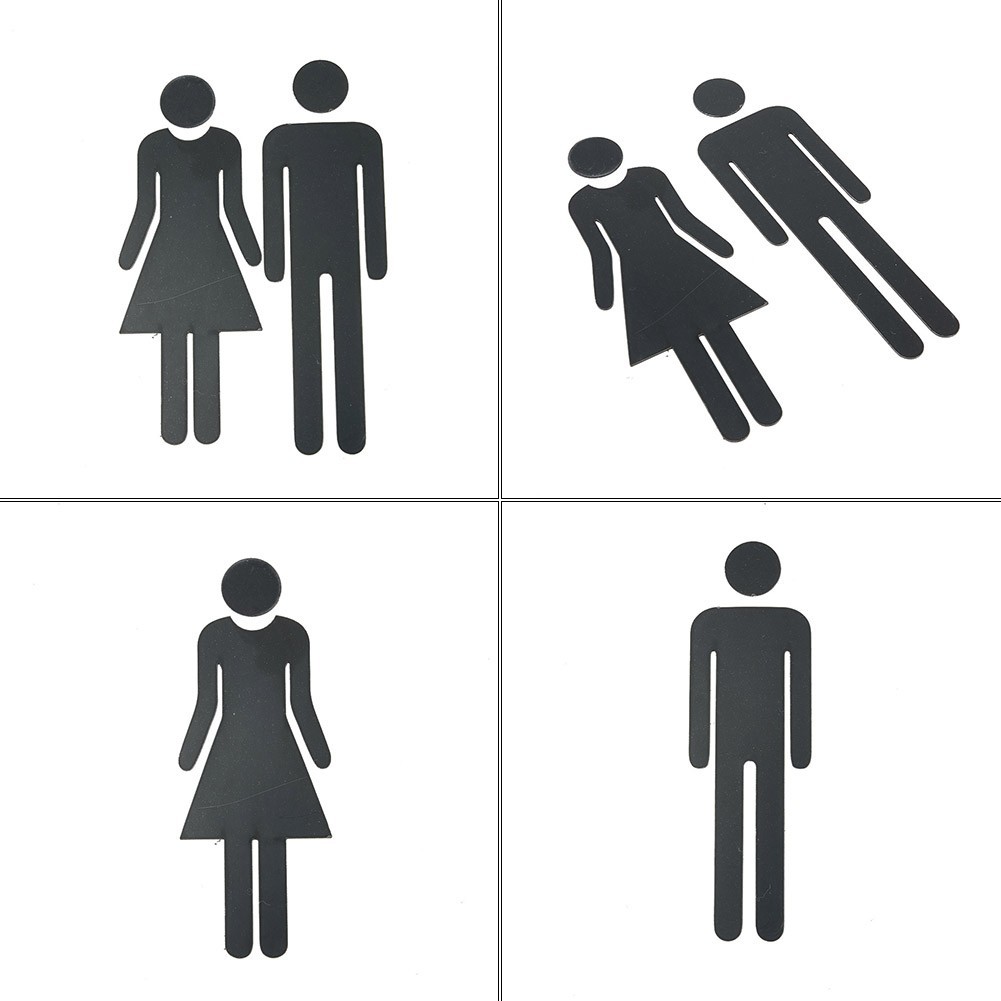 Boys/Girls Toilet Sign Wall Self-adhesive Sticker Acrylic 20 * 6.5cm 1 Pair