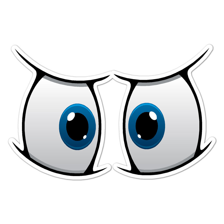 Cartoon Blue Eyes, Vinyl Decal Sticker, Indoor Outdoor, 3 Sizes, #8927