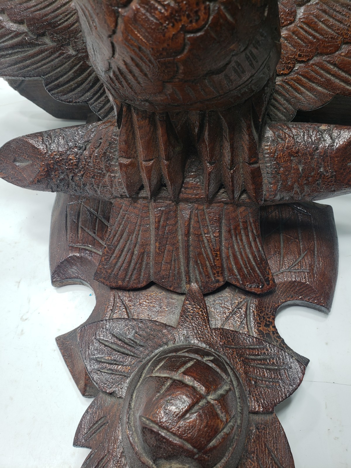 Antique Mid-Late 19th Century Black Forest Carved American Eagle Wall Shelf